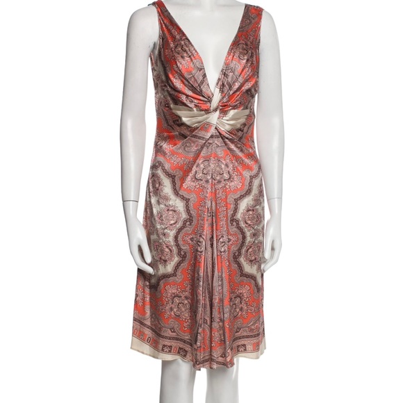 Blumarine Deep V-Neck Silk Dress - Picture 8 of 16